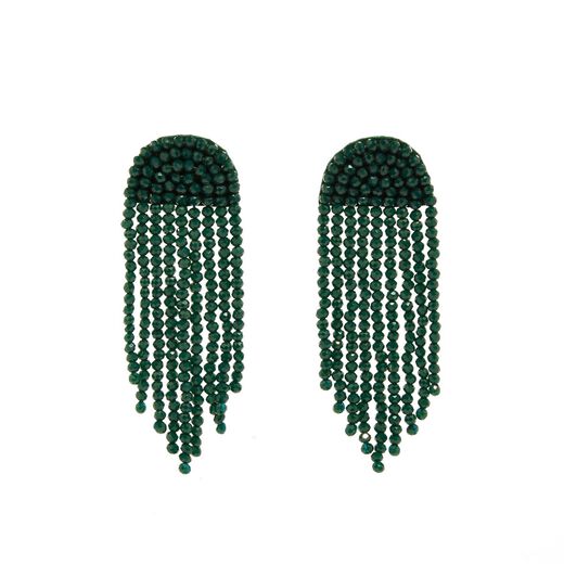 Green sparkle bead drop earrings